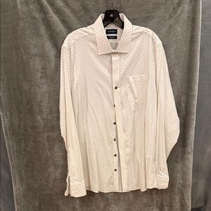 Stantt “Bedford” Men's White Polka Dot Shirt spreads collar pocket long sleeve